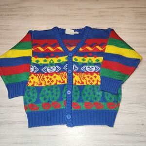 Vintage J.G Hook Front Button Clown Sweater Toddler Boys Size 2T L3